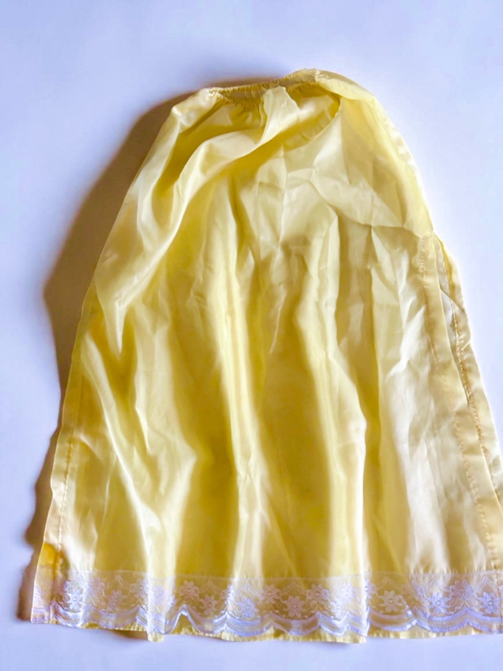 Vintage Yellow Slip Skirt Lace Hem XS Small Cottagecore Gift for Her